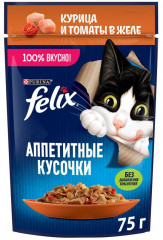 Корм для кошек с курицей и томатами в желе