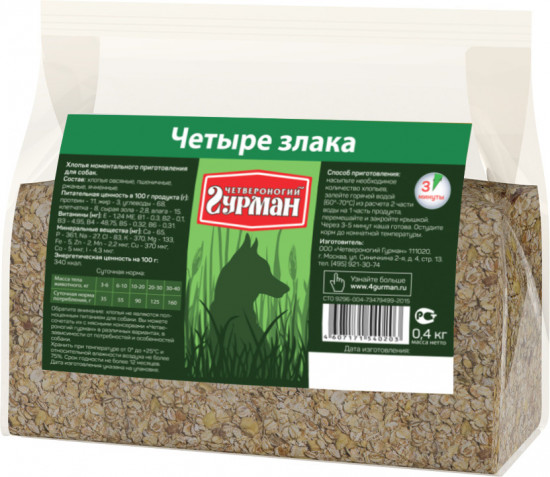Каша для собак «Хлопья четырех злаков»