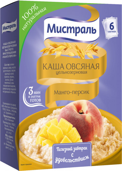 Каша овсяная «Манго-персик»
