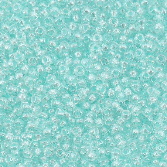 Бисер кристально-прозрачный с жемчужным прокрасом, цвет 382PG зелёный