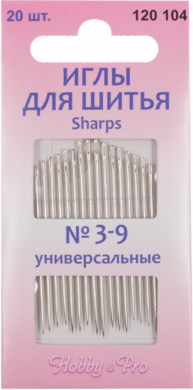 Иглы для шитья «Sharps» №3-9