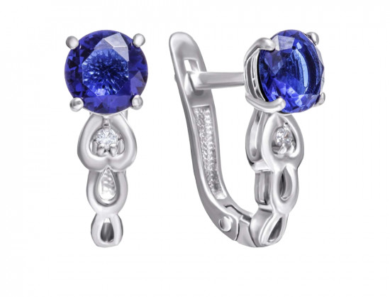 Серьги из серебра с фианитами