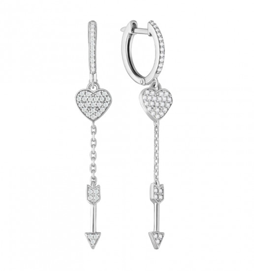 Серьги из серебра с фианитами
