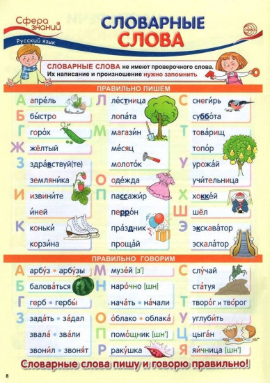 Плакат «Словарные слова»