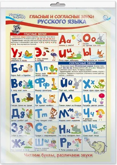 Плакат «Гласные и согласные звуки русского языка»