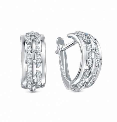 Серьги из серебра с фианитами