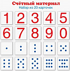 Счетный материал. Набор из 20 карточек. Цифры и числовые кружки