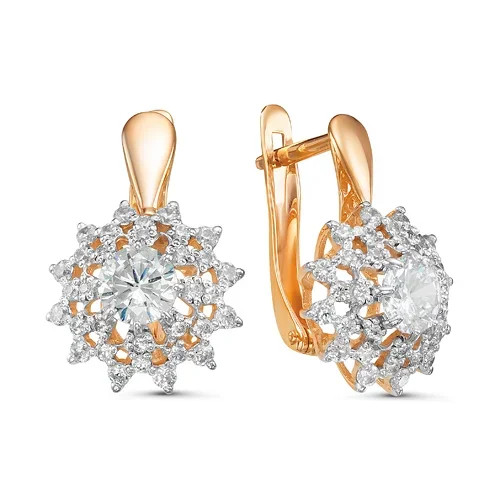 Серьги из золота с фианитами