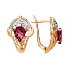 Серьги из золота с корундом и фианитами