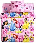 Детский комплект постельного белья «Disney Принцессы» (1,5 спальное, бязь, 1 наволочка 70х70) голубой