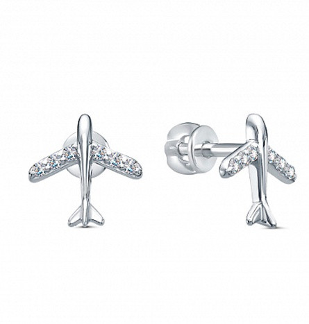 Серьги из серебра с фианитами