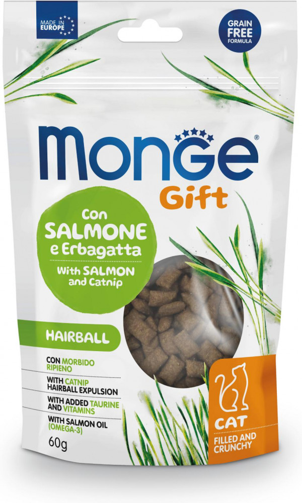 Подушечки хрустящие для кошек «Hairball» | Gift | Monge