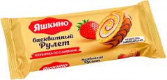 Рулет бисквитный клубничный со сливками