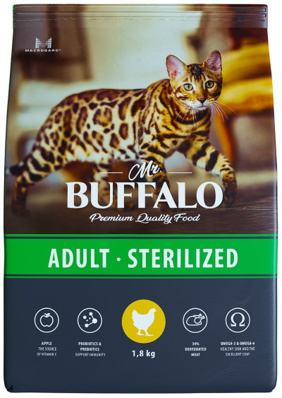 Корм для стерилизованных кошек с курицей | Sterilized | Mr.Buffalo