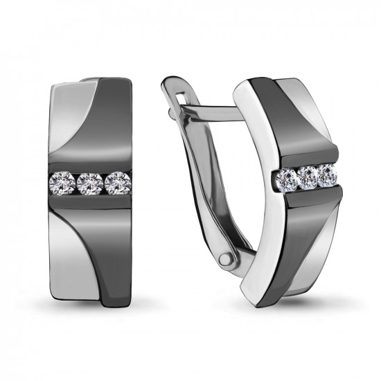 Серьги из серебра с фианитом
