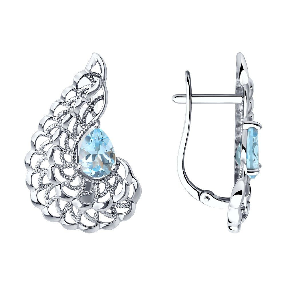 Серьги из серебра с топазами | Diamant