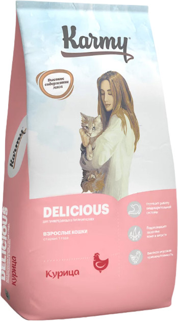 Корм для кошек привередливых в питании с курицей «Delicious» | Karmy