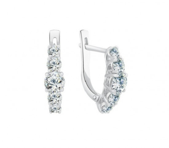 Серьги из серебра с фианитами
