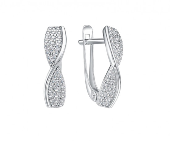 Серьги из серебра с фианитами