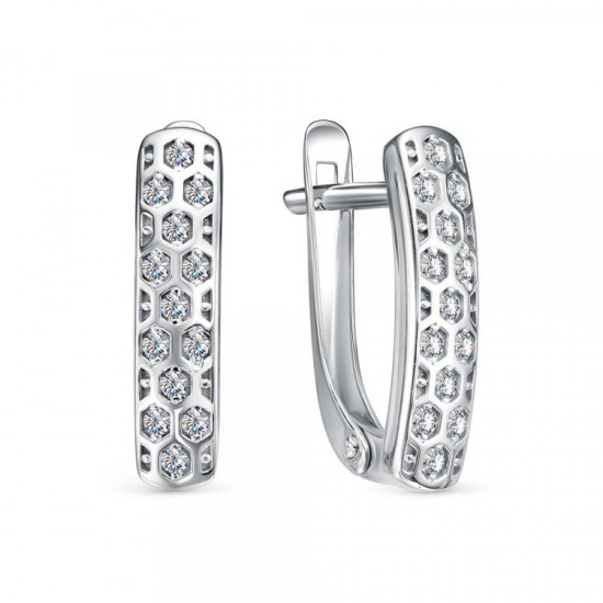Серьги из серебра с фианитами