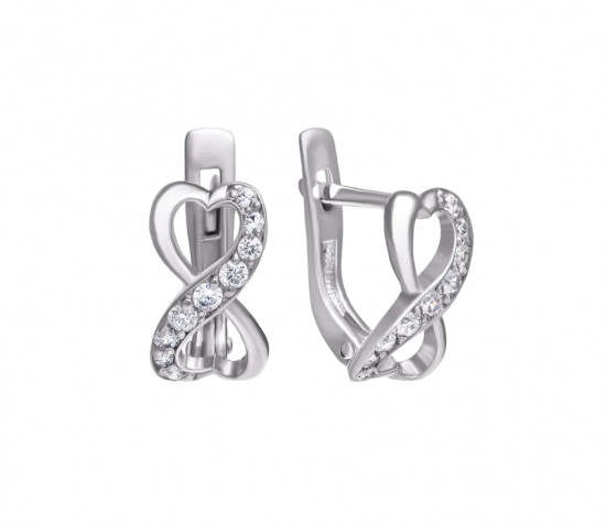 Серьги из серебра с фианитами