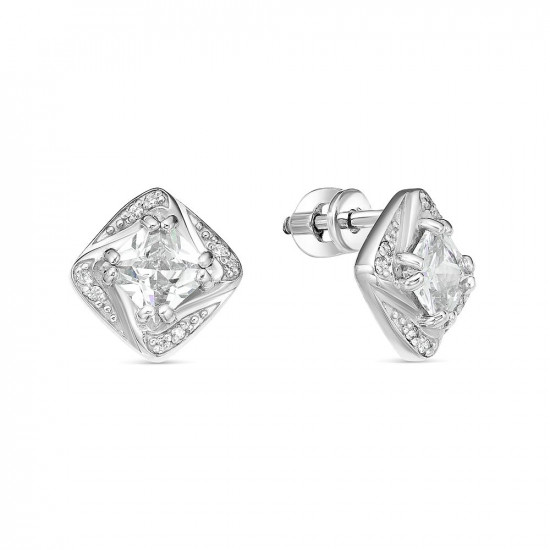Серьги из серебра с фианитами