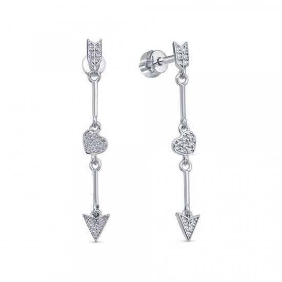 Серьги из серебра с фианитами