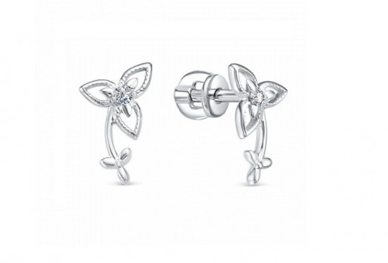 Серьги из серебра с фианитами
