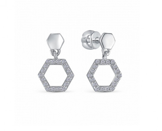 Серьги из серебра с фианитами