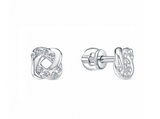 Серьги из серебра с фианитами