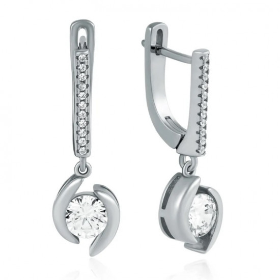 Серьги из серебра с фианитами