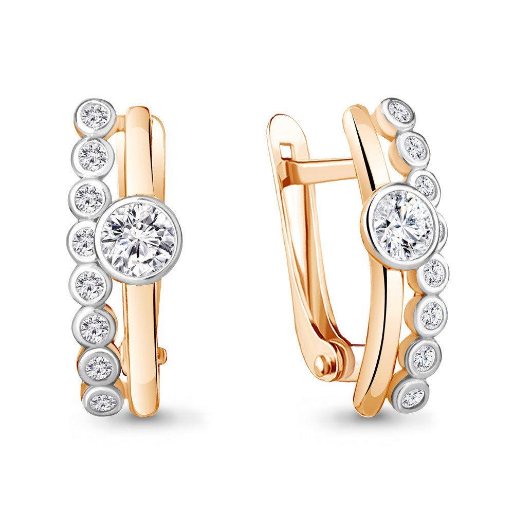 Серьги из золоченого серебра с фианитами | Aquamarine