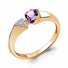 Кольцо из серебра с аметистом и фианитами