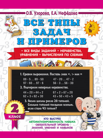 Все типы задач и примеров 2 класс. Все виды заданий. Неравенства, уравнения. Вычисления по схемам