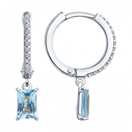 Серьги из серебра с топазами и фианитами