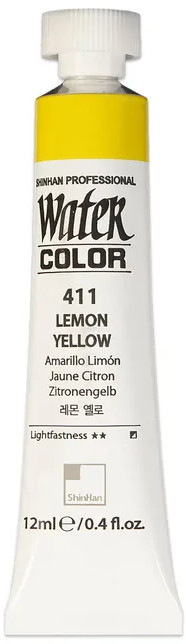 Краска акварельная «Watercolour», 411 жёлтый лимонный | Professional | ShinHan Art