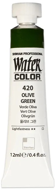 Краска акварельная «Watercolour», 420 зелёный оливковый | Professional | ShinHan Art