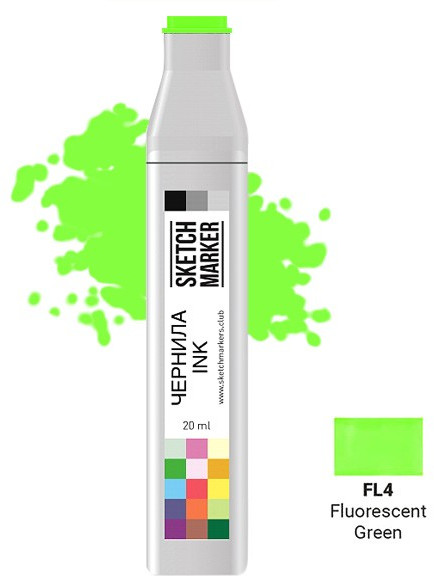 Заправка для маркеров, FL4 Флуорисцентный зеленый | Sketchmarker