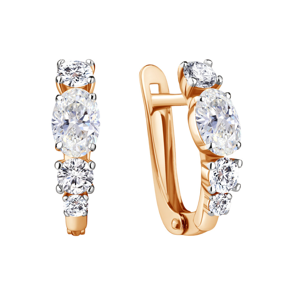 Серьги из золоченого серебра с фианитами | Aquamarine