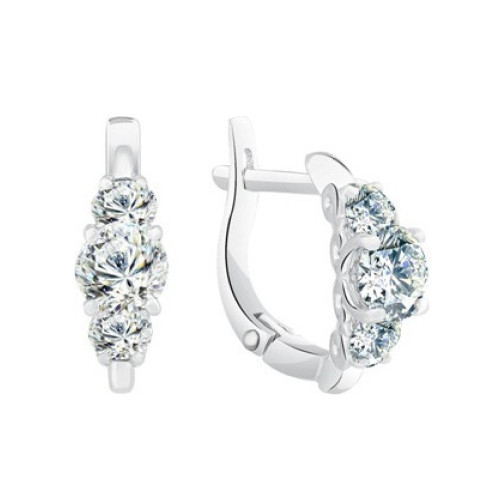 Серьги из серебра с фианитами