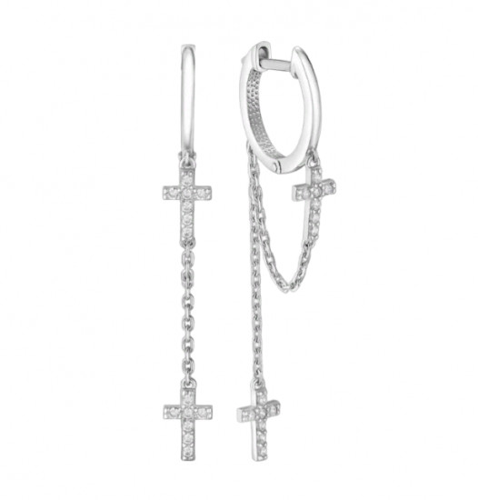 Серьги из серебра с фианитами