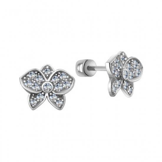 Серьги из серебра с фианитами