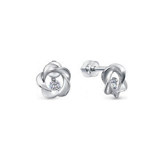 Серьги из серебра с фианитами