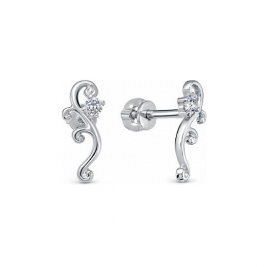 Серьги из серебра с фианитами