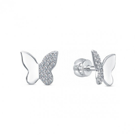 Серьги из серебра с фианитами
