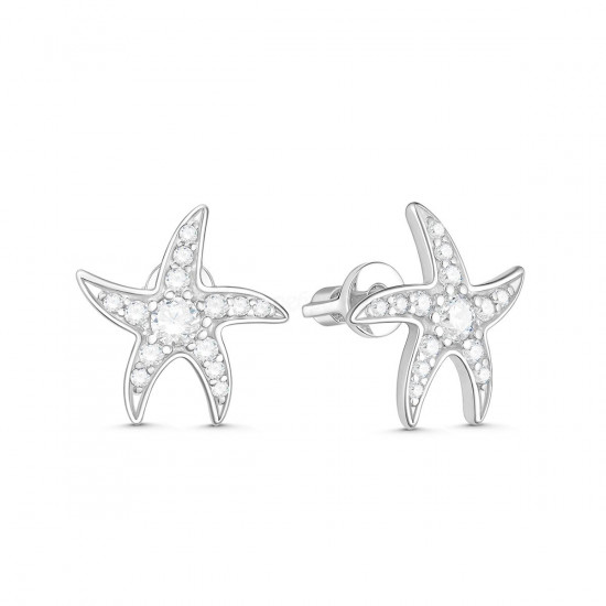 Серьги из серебра с фианитами