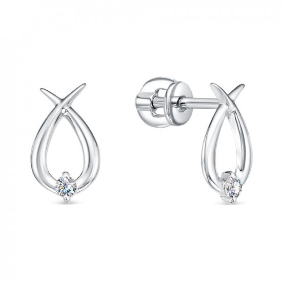 Серьги из серебра с фианитами
