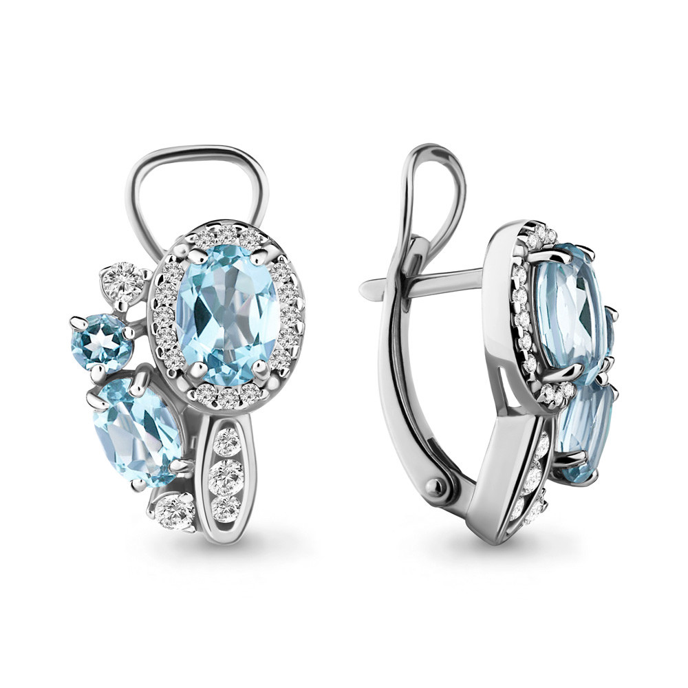 Серьги из серебра с фианитами и топазами | Aquamarine