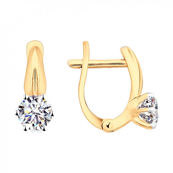 Серьги из золочёного серебра с фианитами