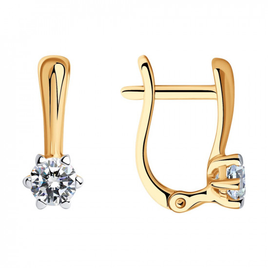 Серьги из золочёного серебра с фианитами